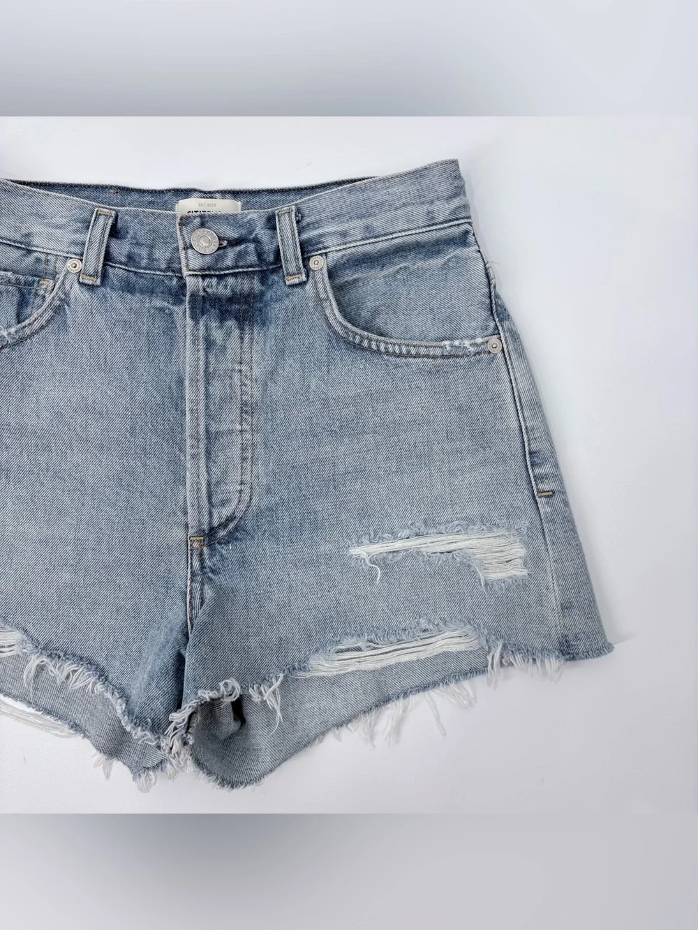 Citizens of Humanity Kaia High-Rise Distressed Denim Shorts